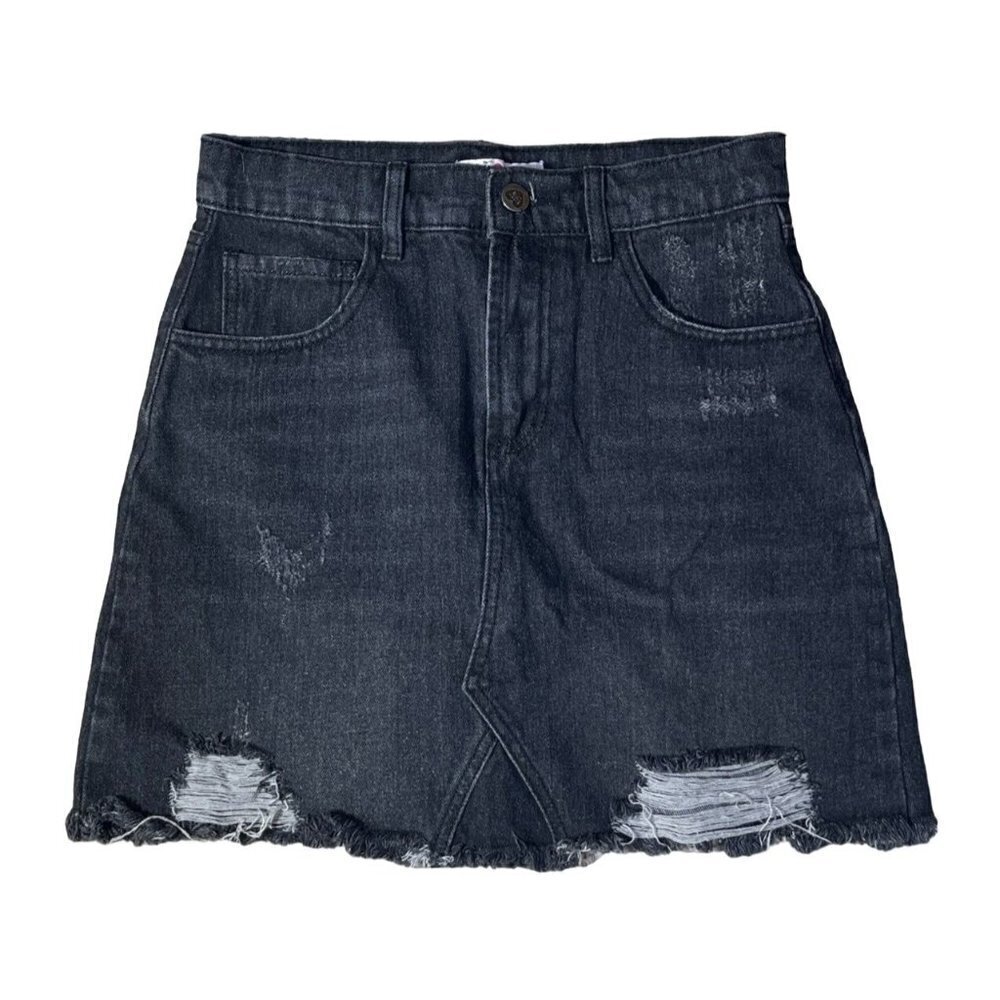 Buddy Love Washed Out Black Denim Jean Mini Skirt Sharon Distressed Size 26
